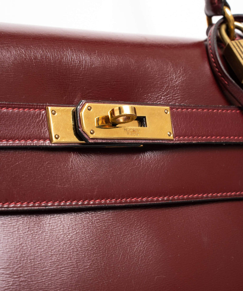 Hermès Hermes Vintage Bordeaux Box Calf Kelly 32 Handbag with GHW - AWL1630