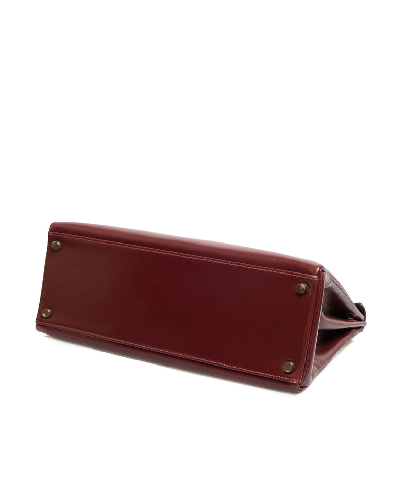 2013 Hermes Rouge H Box Calf Leather Kelly 35cm Sellier at 1stDibs