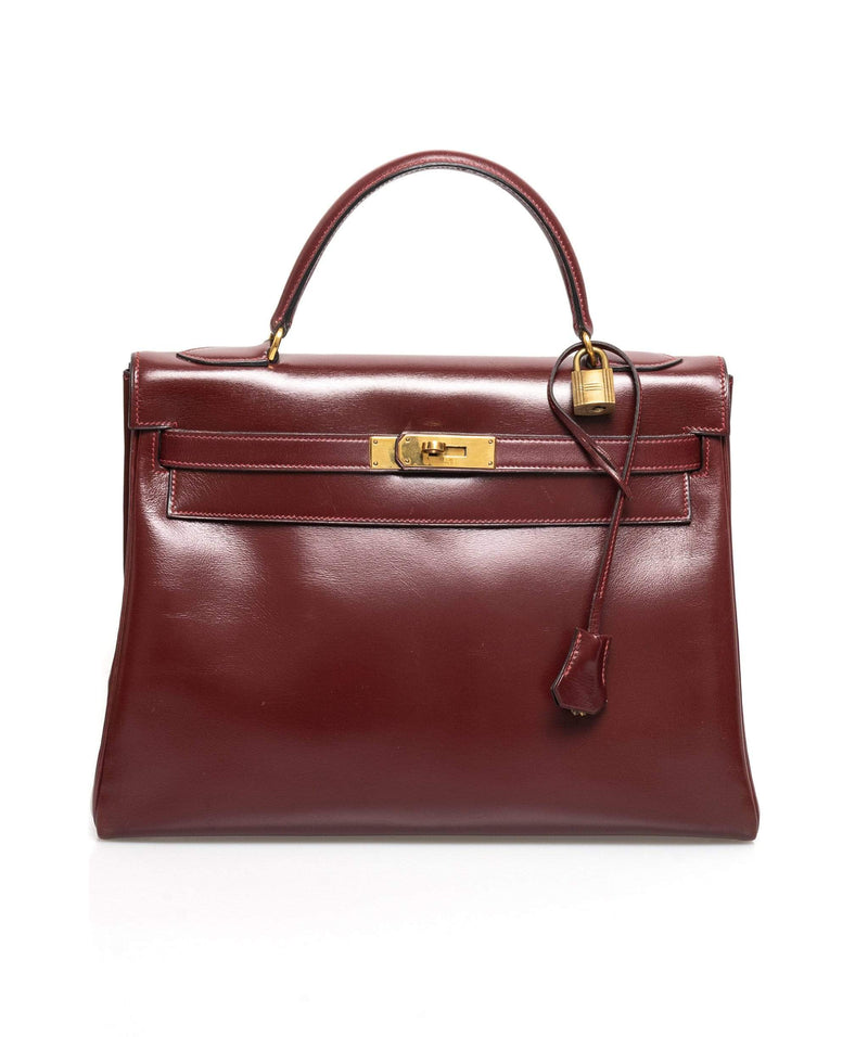 Hermès Hermes Vintage Bordeaux Box Calf Kelly 32 Handbag with GHW - AWL1630