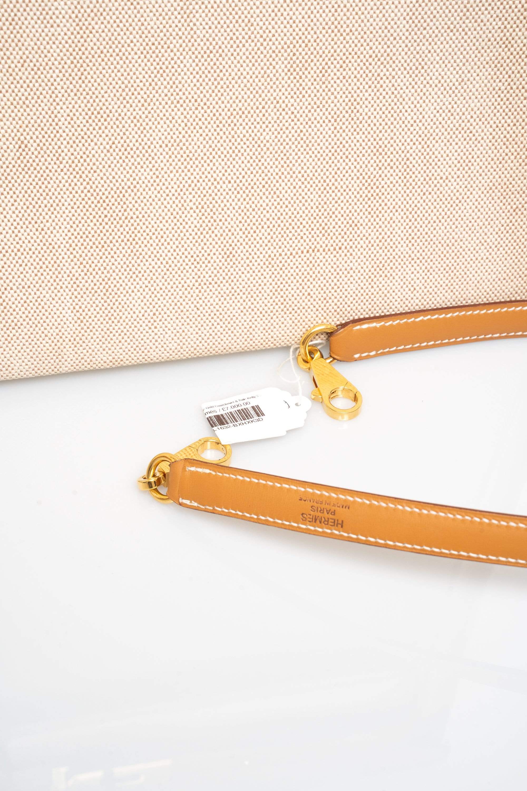 Hermès Hermes Vintage Gold Courchevel & Toile Kelly 35 with GHW - AWL1632
