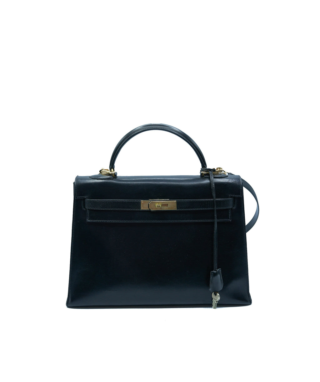 Hermès Vintage K32 Black Box-Calf with GHW and Strap - AWL1401