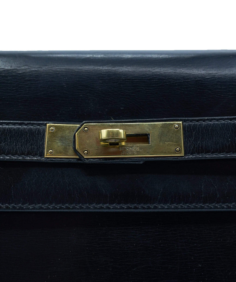 Hermès Vintage K32 Black Box-Calf with GHW and Strap - AWL1401