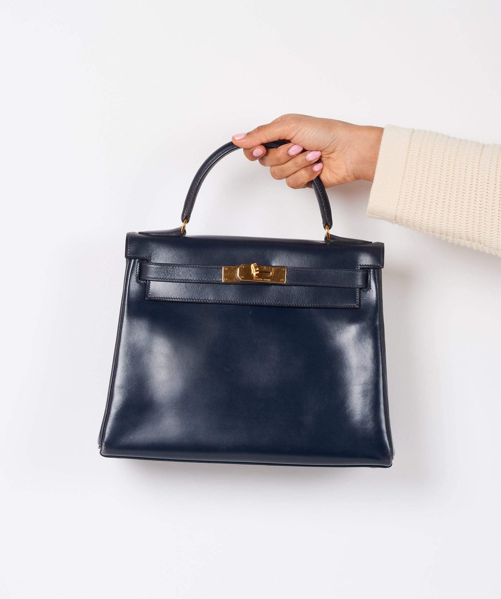 Hermes Kelly 28 Navy  Luxury pre-owned fashion from Japan – Fingertips  Vintage