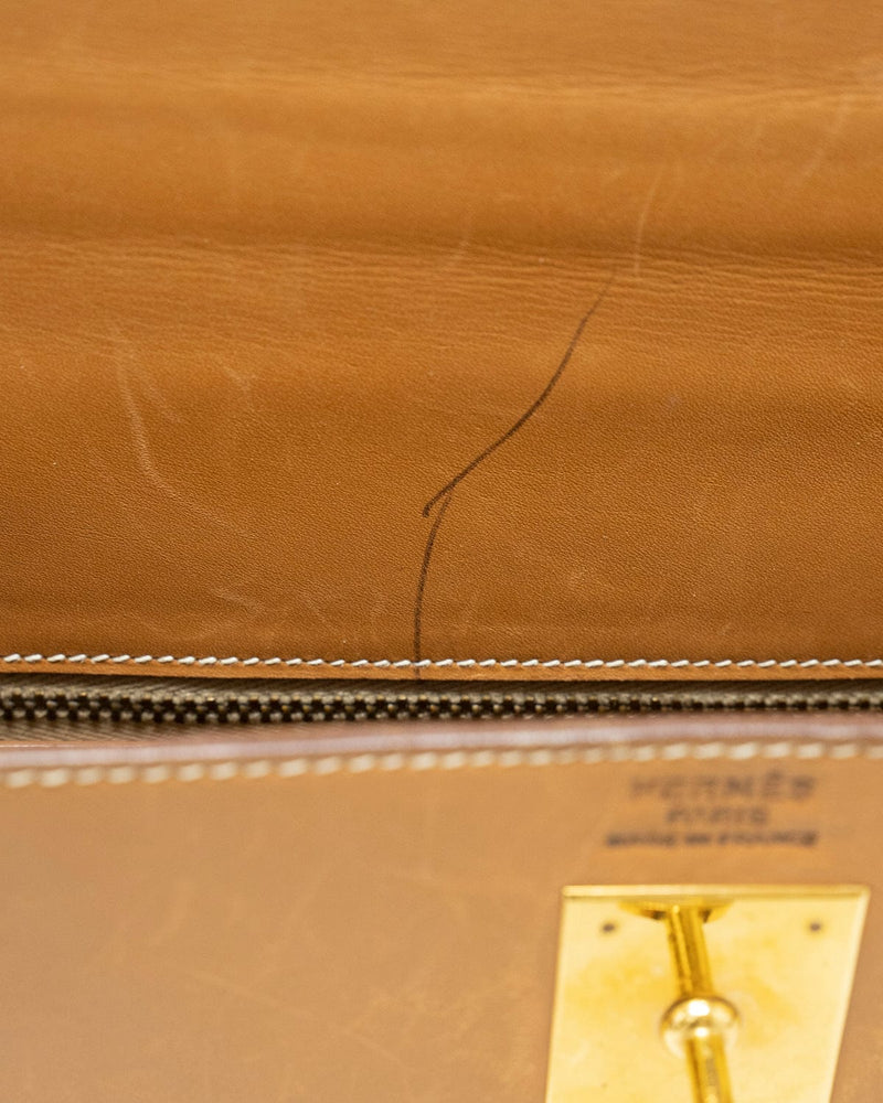 Hermes Beige Natural Box Leather Kelly 32 Retourne Bag