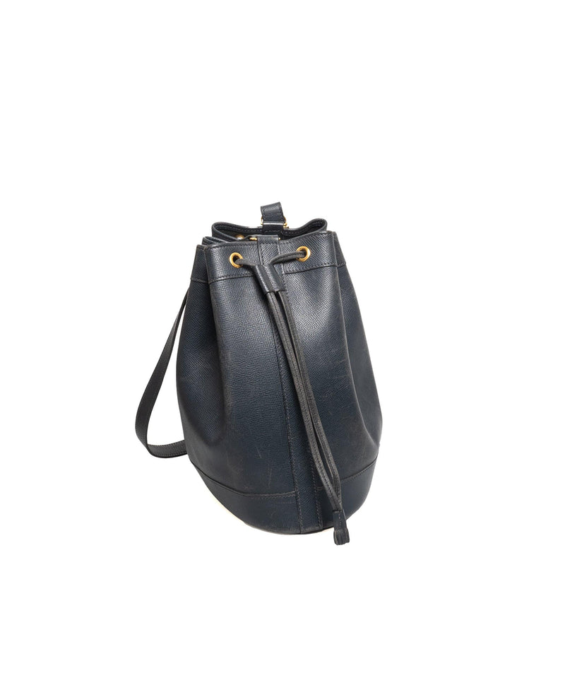 Hermès Hermes Vintage Navy Market Bucket Shoulder Bag - AWL1633