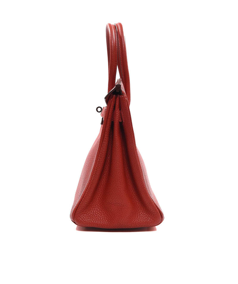 HERMES BIRKIN BAG RED HOT ROUGE GARANCE JYPSIERE / GYPSY 34cm at 1stDibs