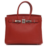 Hermès Preloved Hermes Birkin 30 Rouge Vif Togo PHW #J SKC1007