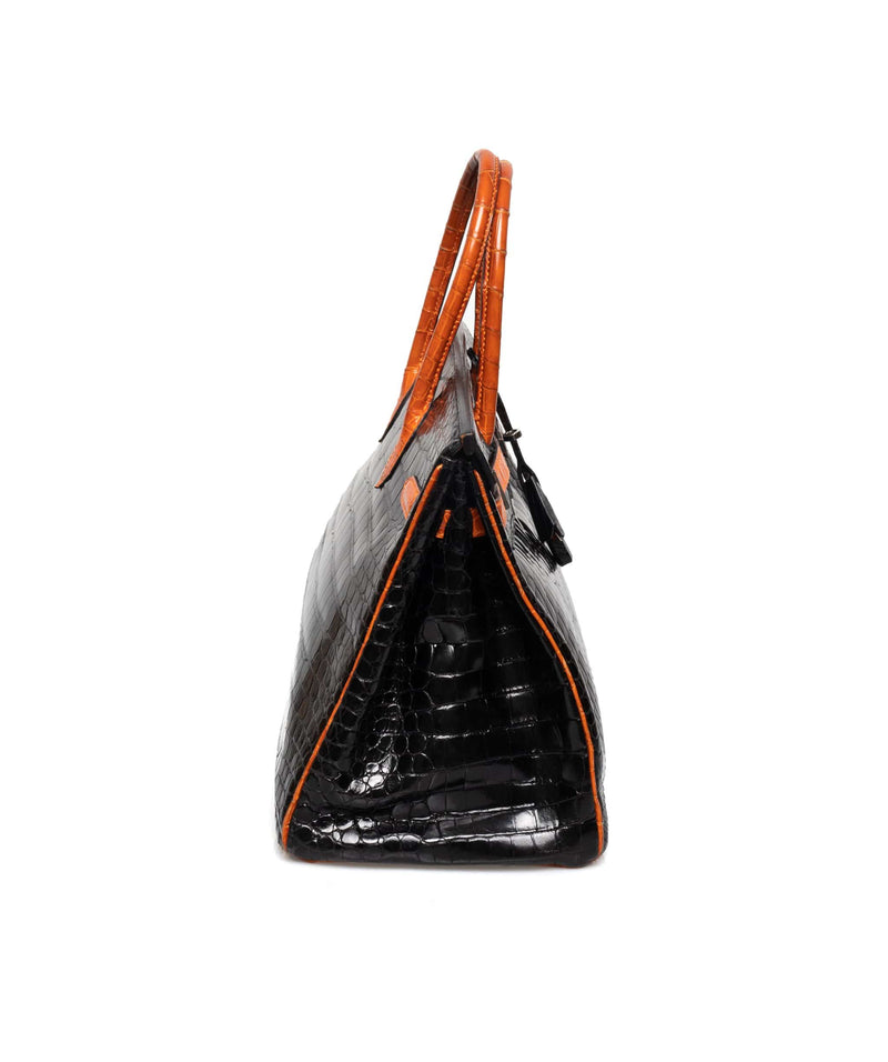 Hermès // 2014 Noir Embossed Leather & Gold Birkin 35 Bag – VSP