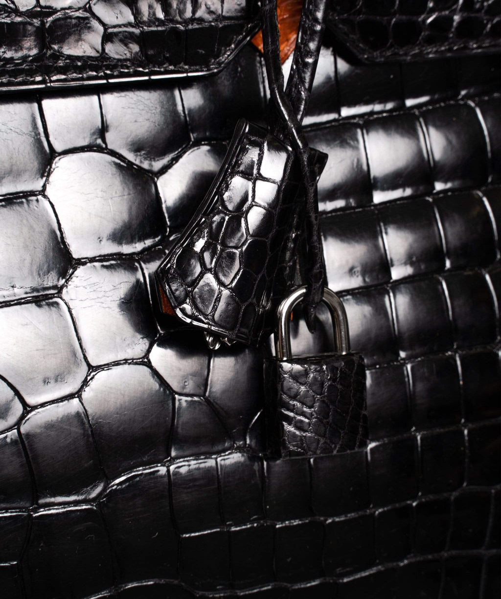 Hermès Birkin 35 Black Porosus Crocodile Bag GHW