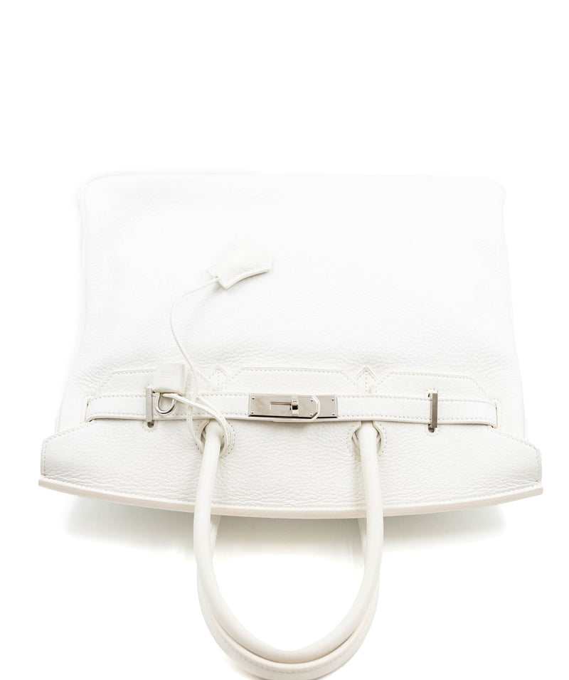 Hermes Birkin 35 Bag White Clemence Leather with Palladium Hardware
