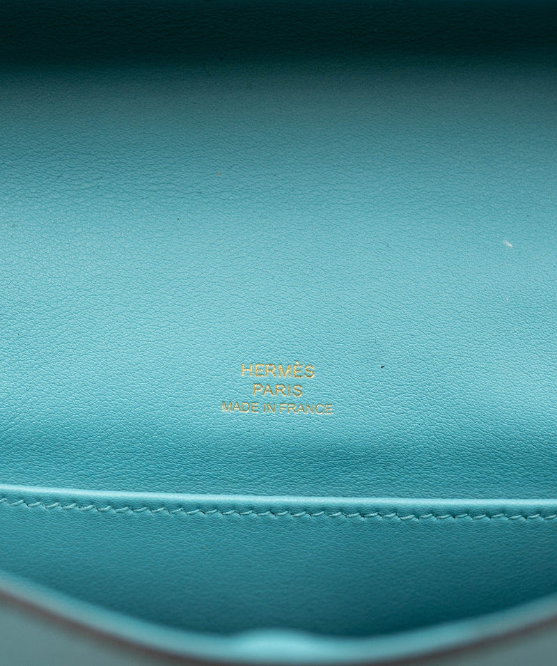 Hermès Kelly Pochette Blue Swift Gold Hardware - Chelsea Vintage Couture