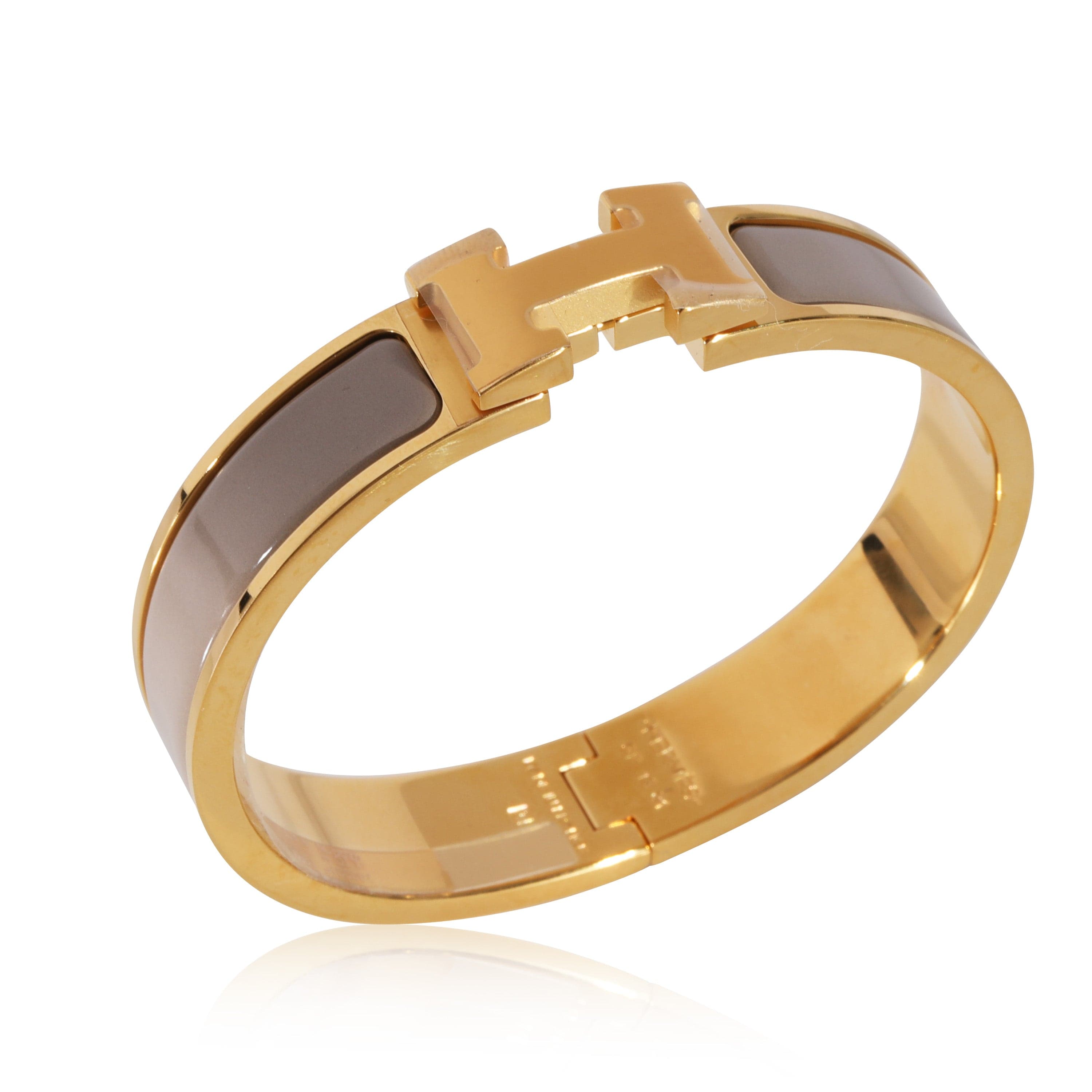Hermès Hermès Clic H  Marron Glacé Yellow Gold Plated Bracelet