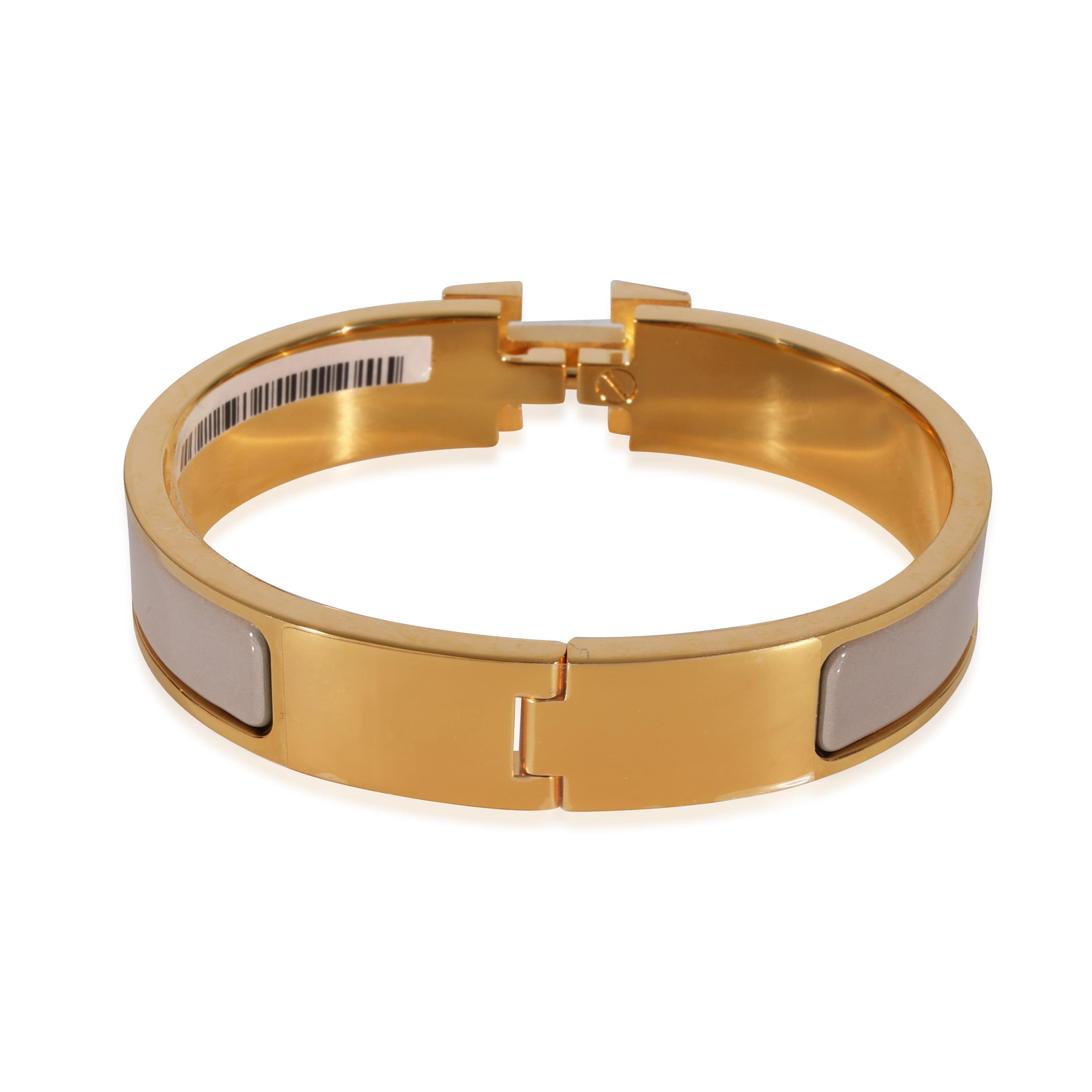 Hermès Hermès Clic H  Marron Glacé Yellow Gold Plated Bracelet