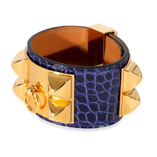 Hermès Hermès Collier De Chien Bracelet in  Purple Alligator