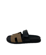Hermès Hermes Chypre Beige and Black Sandals Size 42 - AGL1285