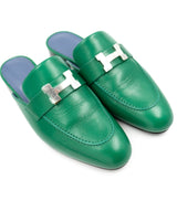 Hermès Hermes mules trocadero in vert emeraude - AJC0042