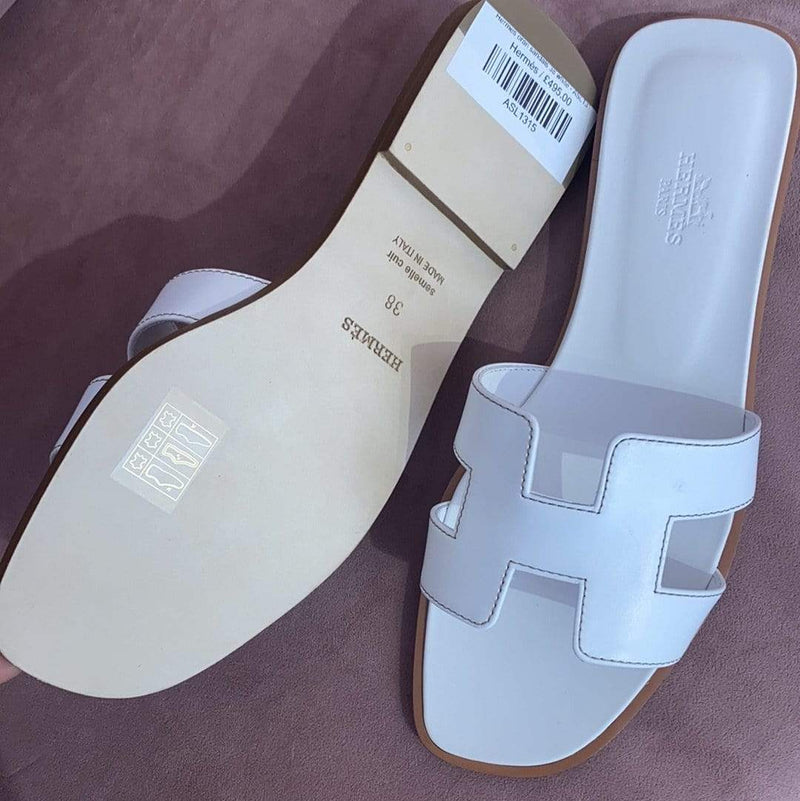 Hermès Hermes oran sandals 38 white - ASL1315