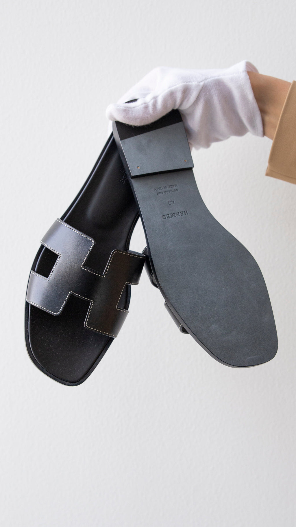 All black 2025 hermes sandals