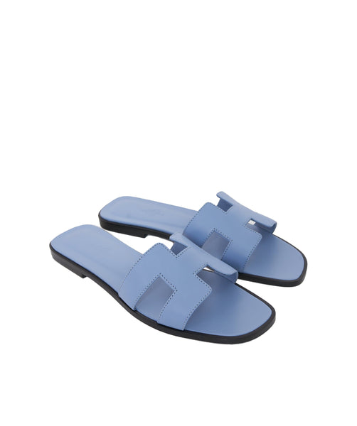 Hermès Oran Sandals Bleu Glacier Size 38