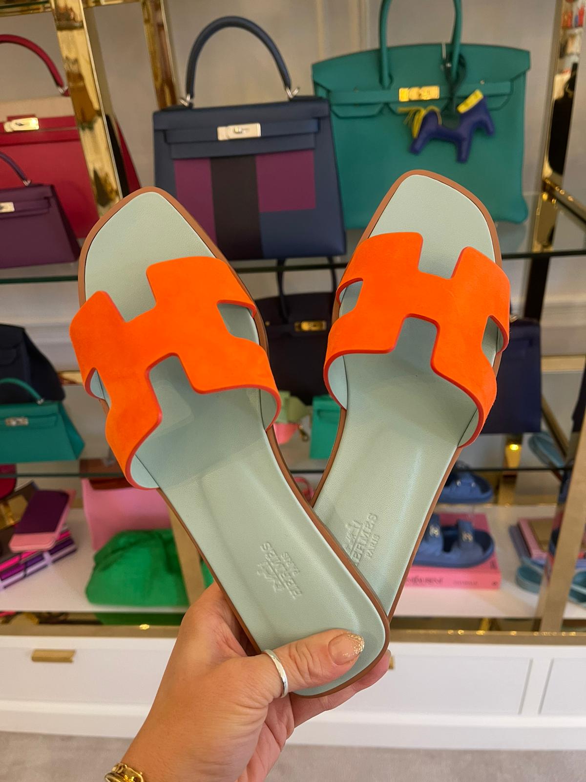 Oran leather mules Hermès Orange size 40.5 EU in Leather - 36150903