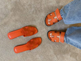 Hermès Hermes Orange Poppy Oran Sandals LV-SHU-170 - AGC1050