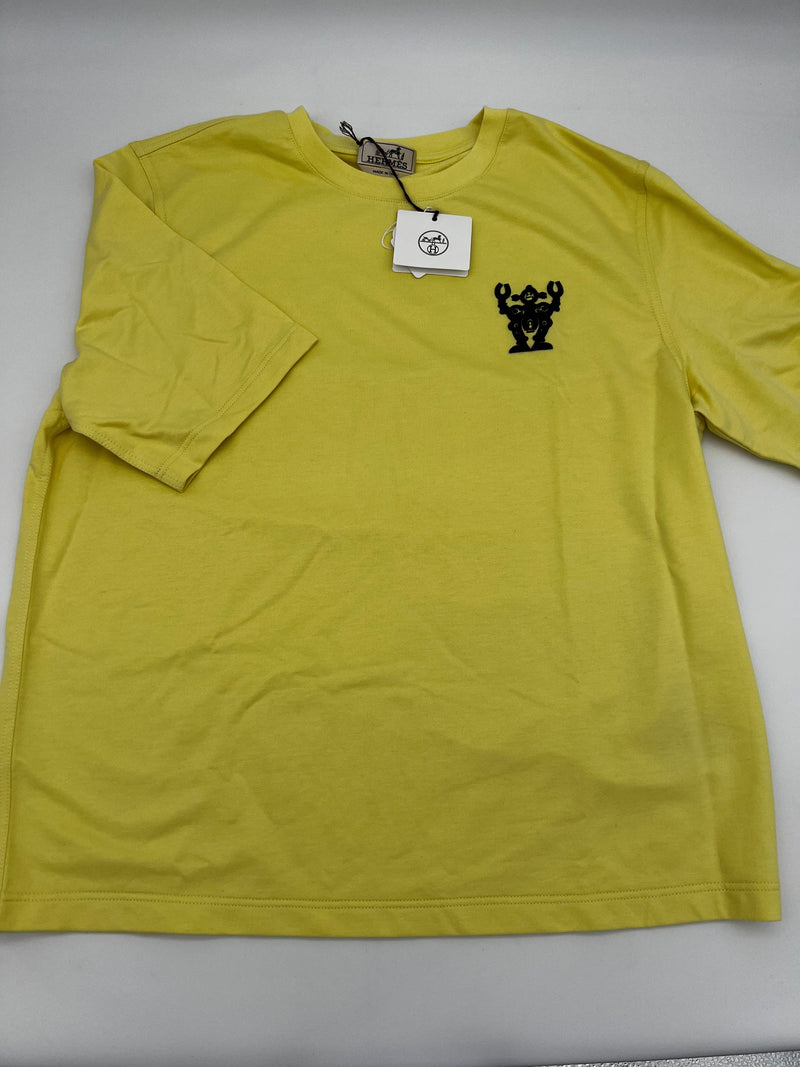 Hermès Mini Patch Mr F T Shirt in Limonade Size Large UIC1005