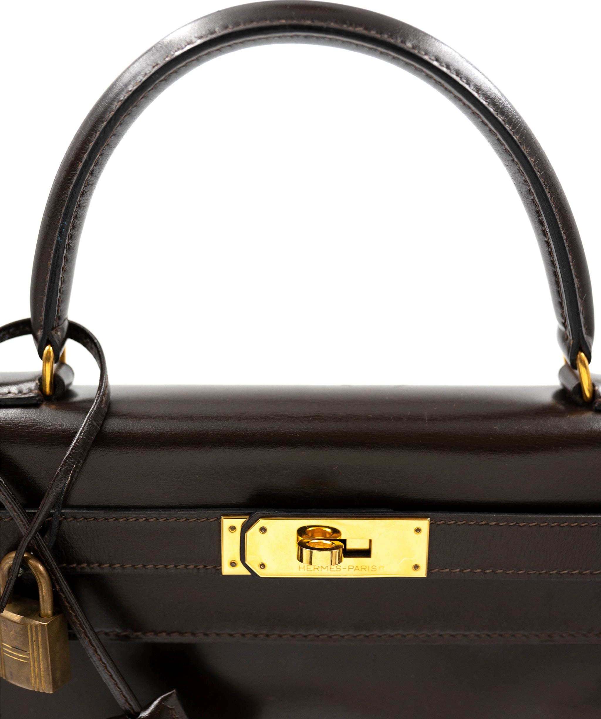 Hermès Hermès Kelly  28 Retourne chocolate Box Leather Bag AAT9197