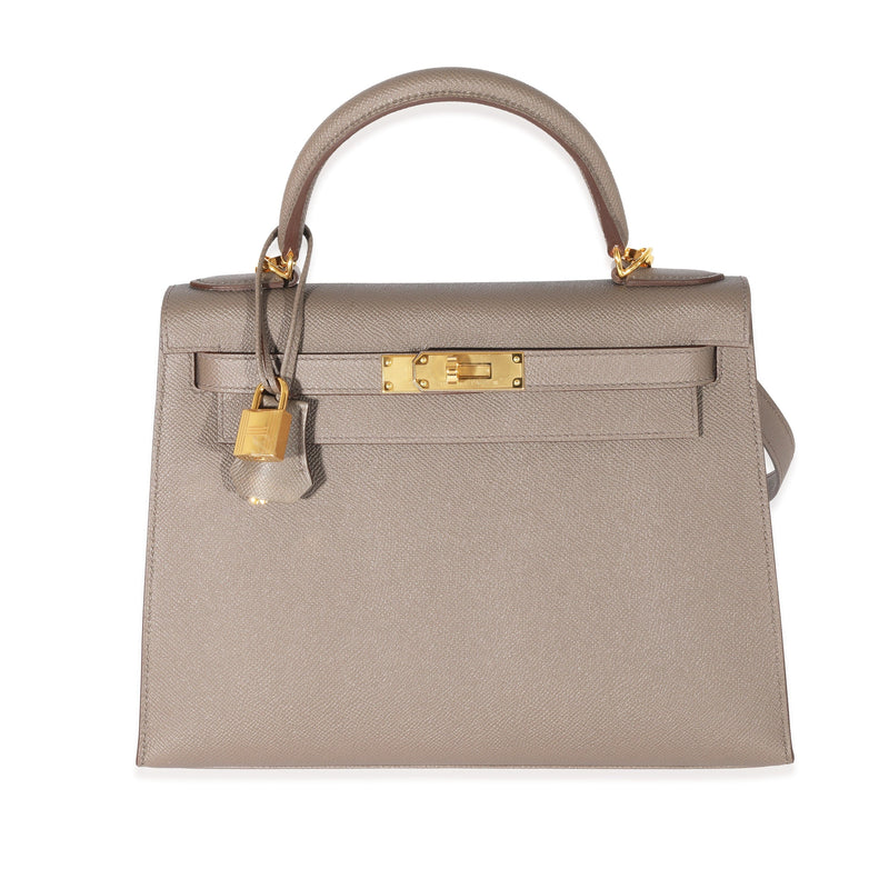 Hermes Kelly Sellier 28 Etain Epsom Gold Hardware Grey Madison Avenue Couture