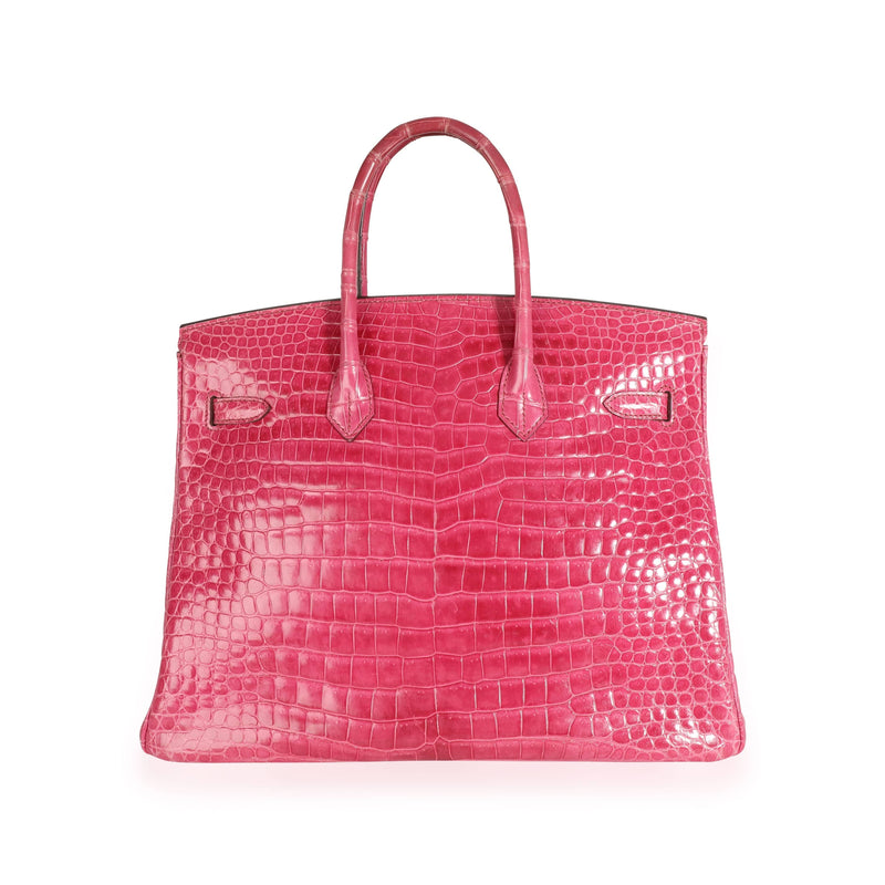 Hermes Birkin 35 Rose Scheherazade Shiny Porosus Crocodile PHW Handbag, 2014