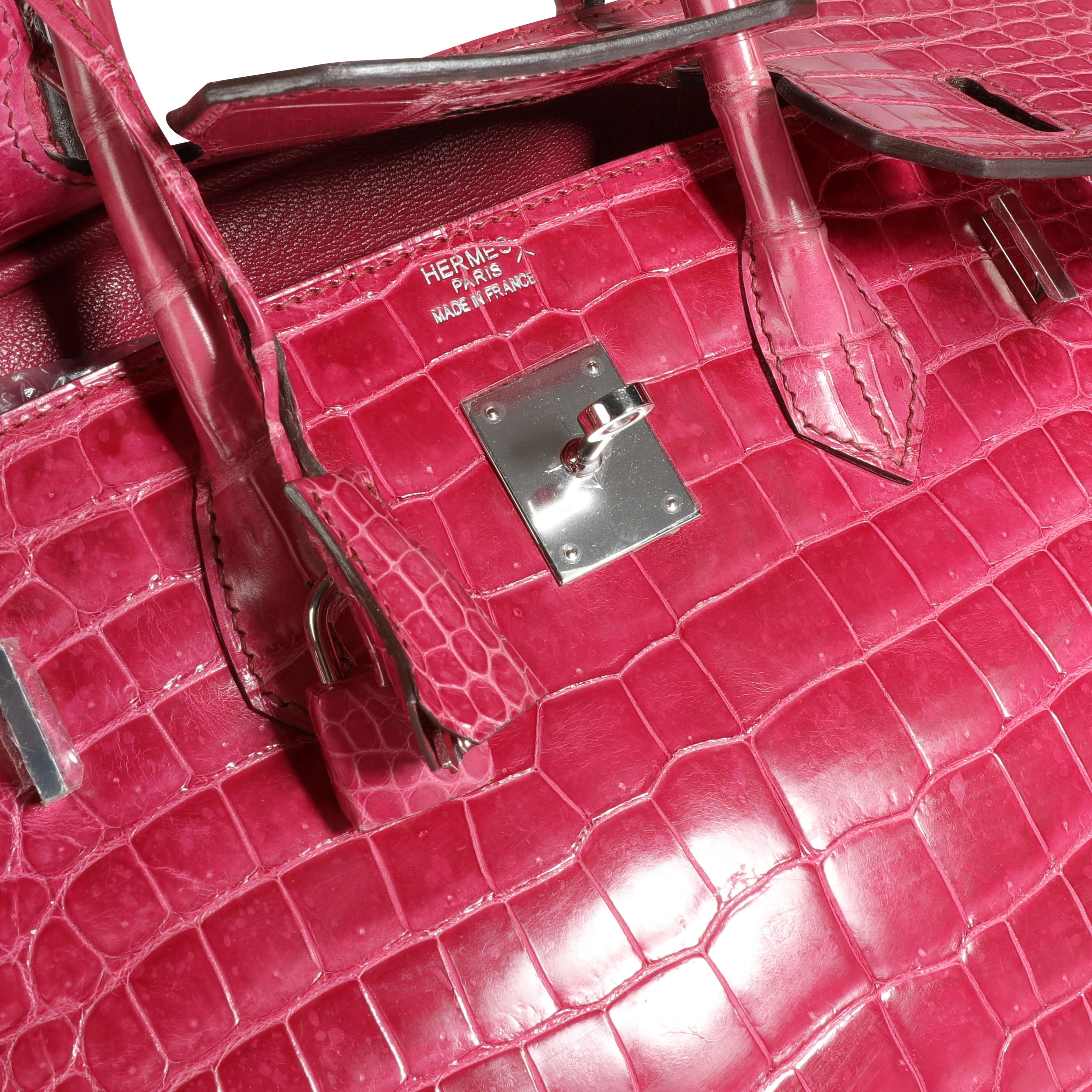 Hermès Hermès Rose Scheherazade Shiny Porosus Crocodile Birkin 35 PHW
