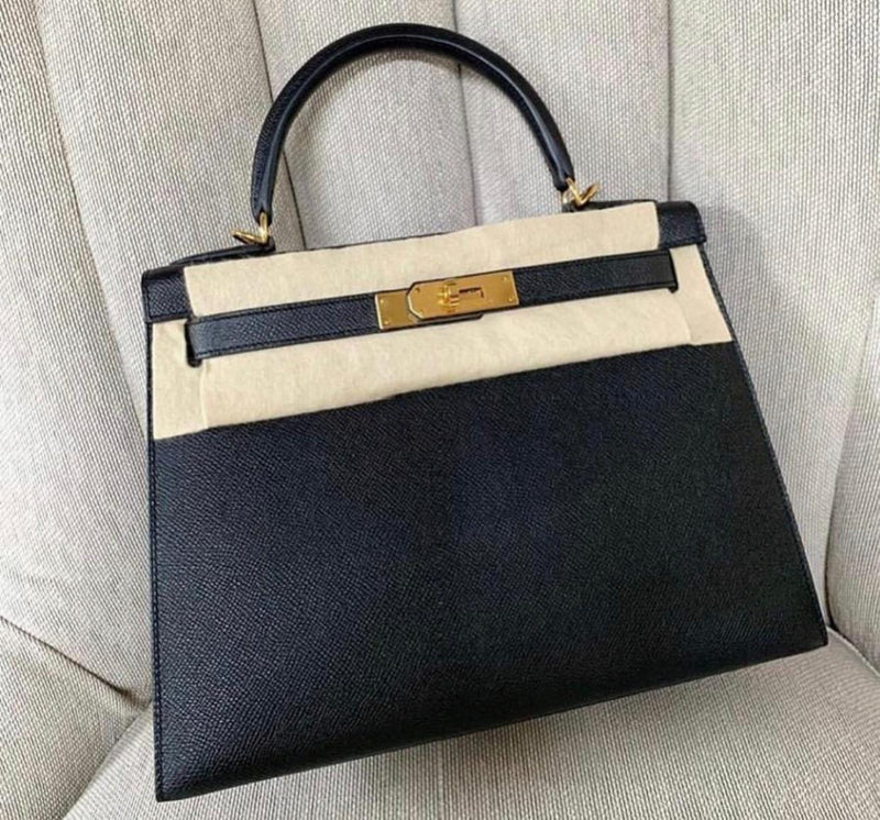 hermes kelly 28 black silver bag