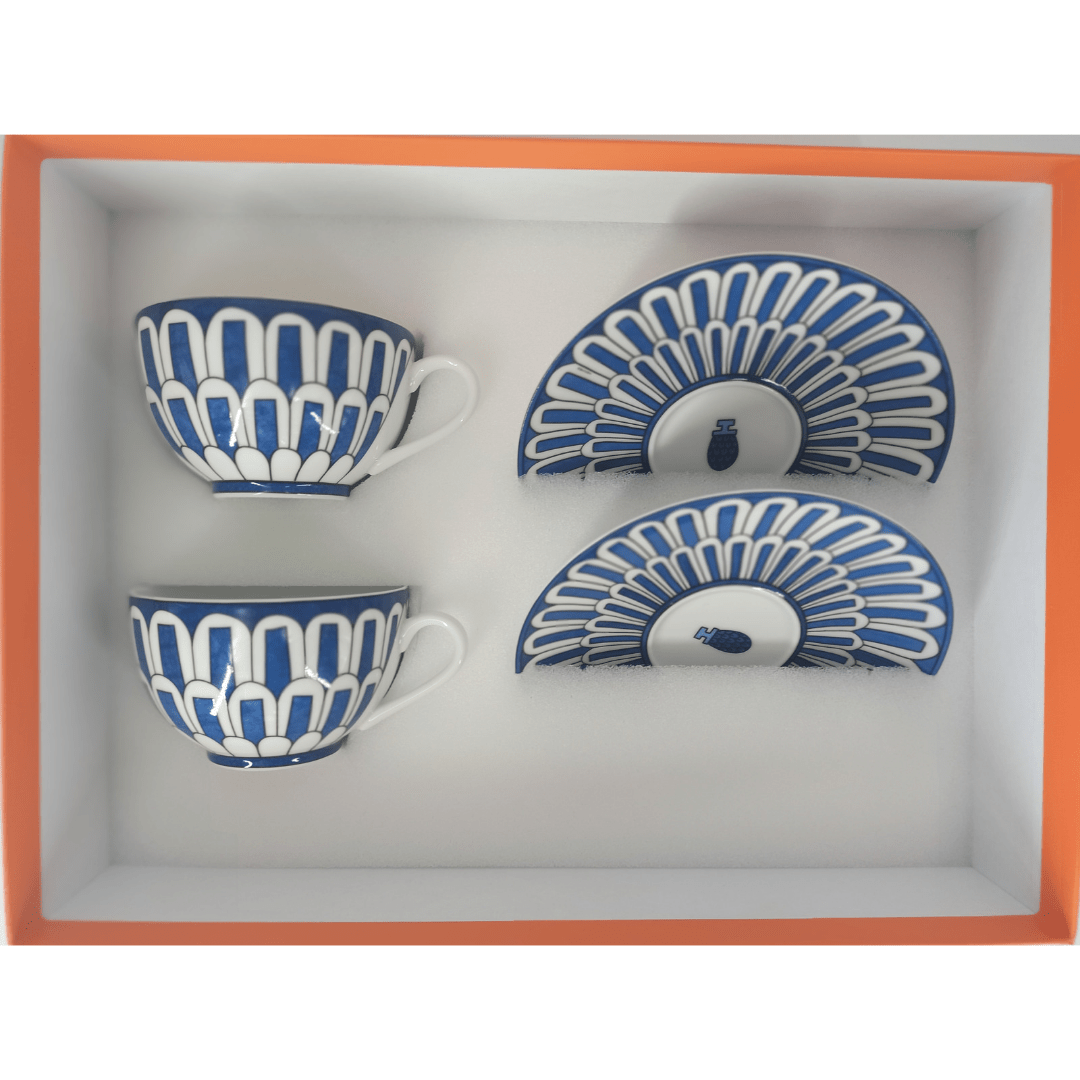 Hermès Hermes Bleus D'Ailleur Teacup Pair (with saucer) RJL1802