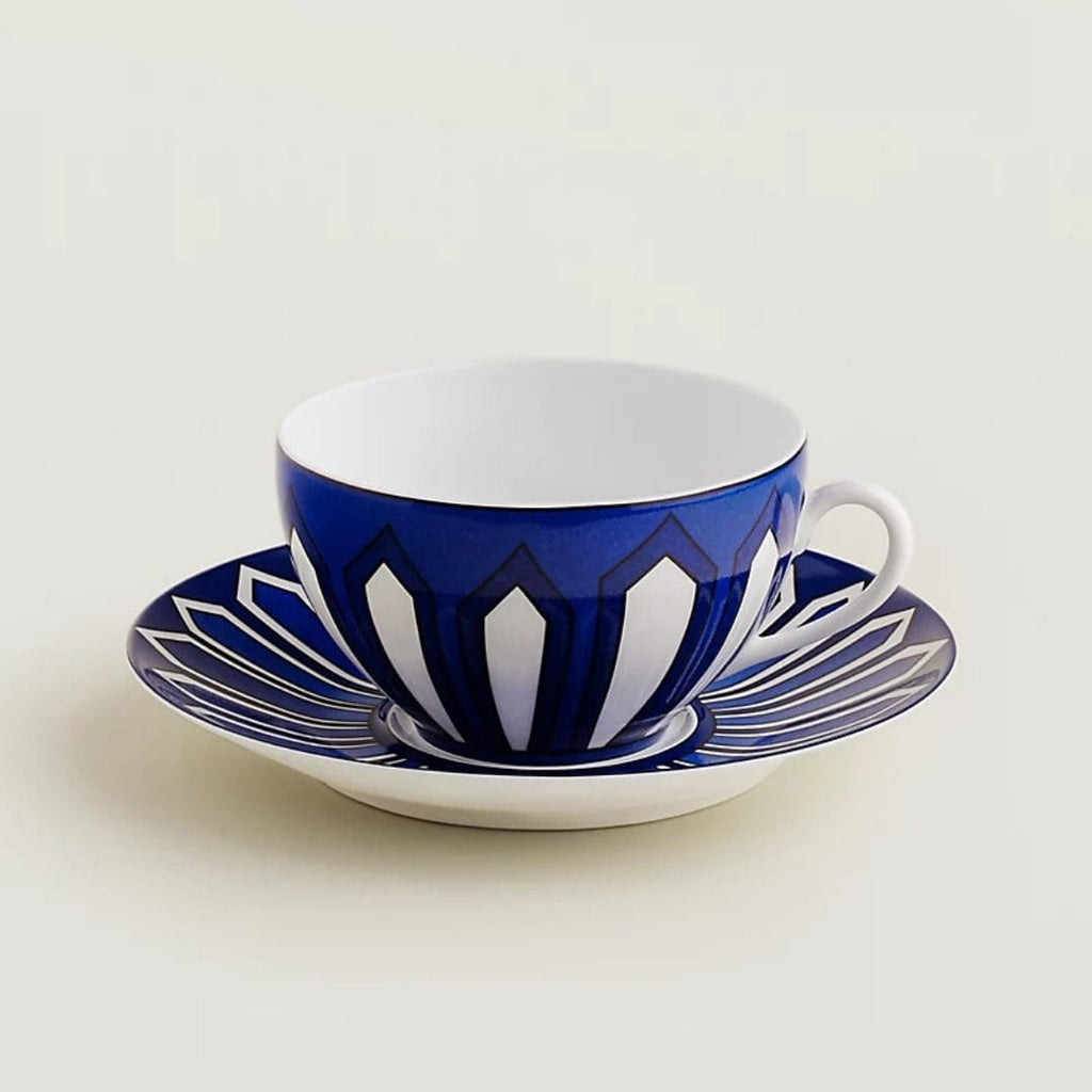 Hermes Bleus d'Ailleurs Demitasse (Espresso) Cup and Saucer Set of