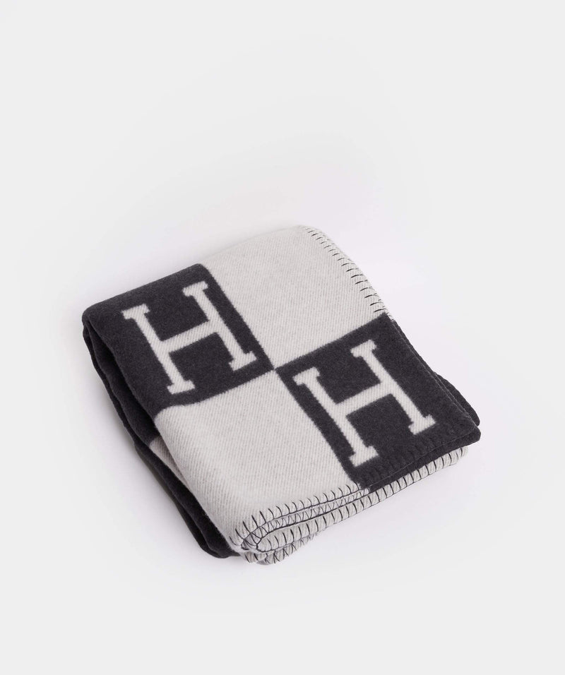 Hermès Hermes Cashmere Charcoal grey and Light avalon blanket
