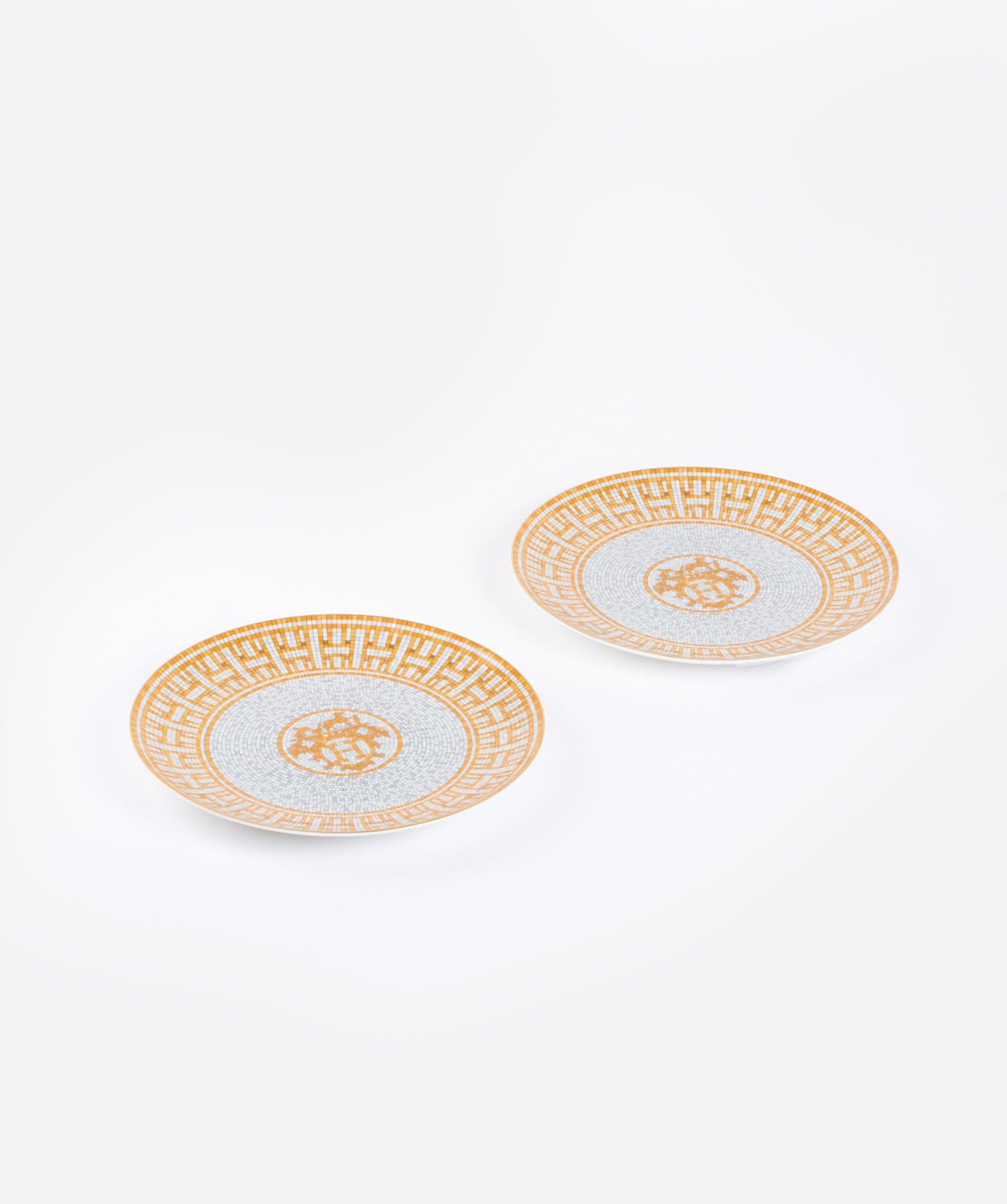 Hermès Hermès mosaique gold dessert plate