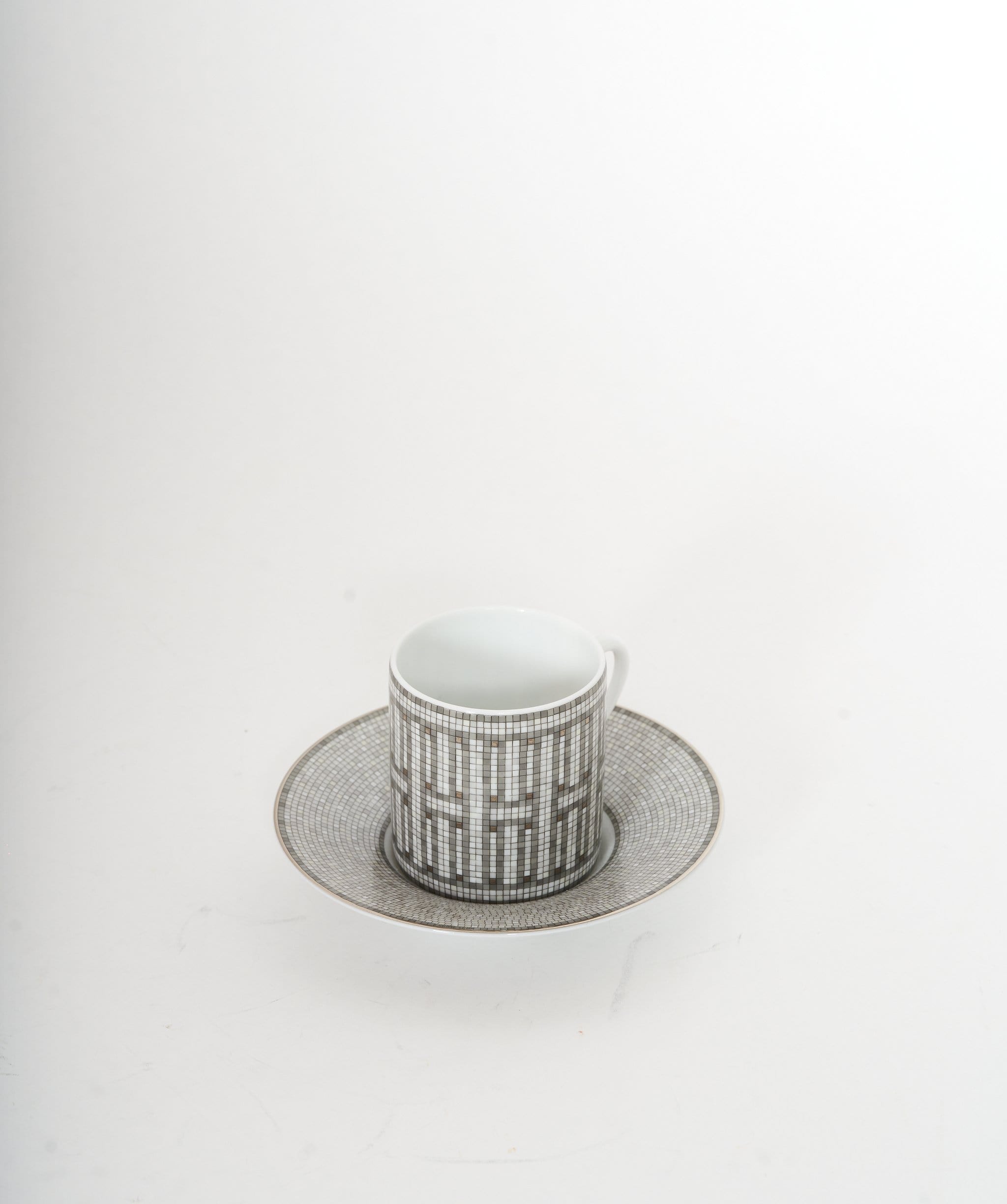 Hermès Hermes silver mosaique single coffee cup and saucer