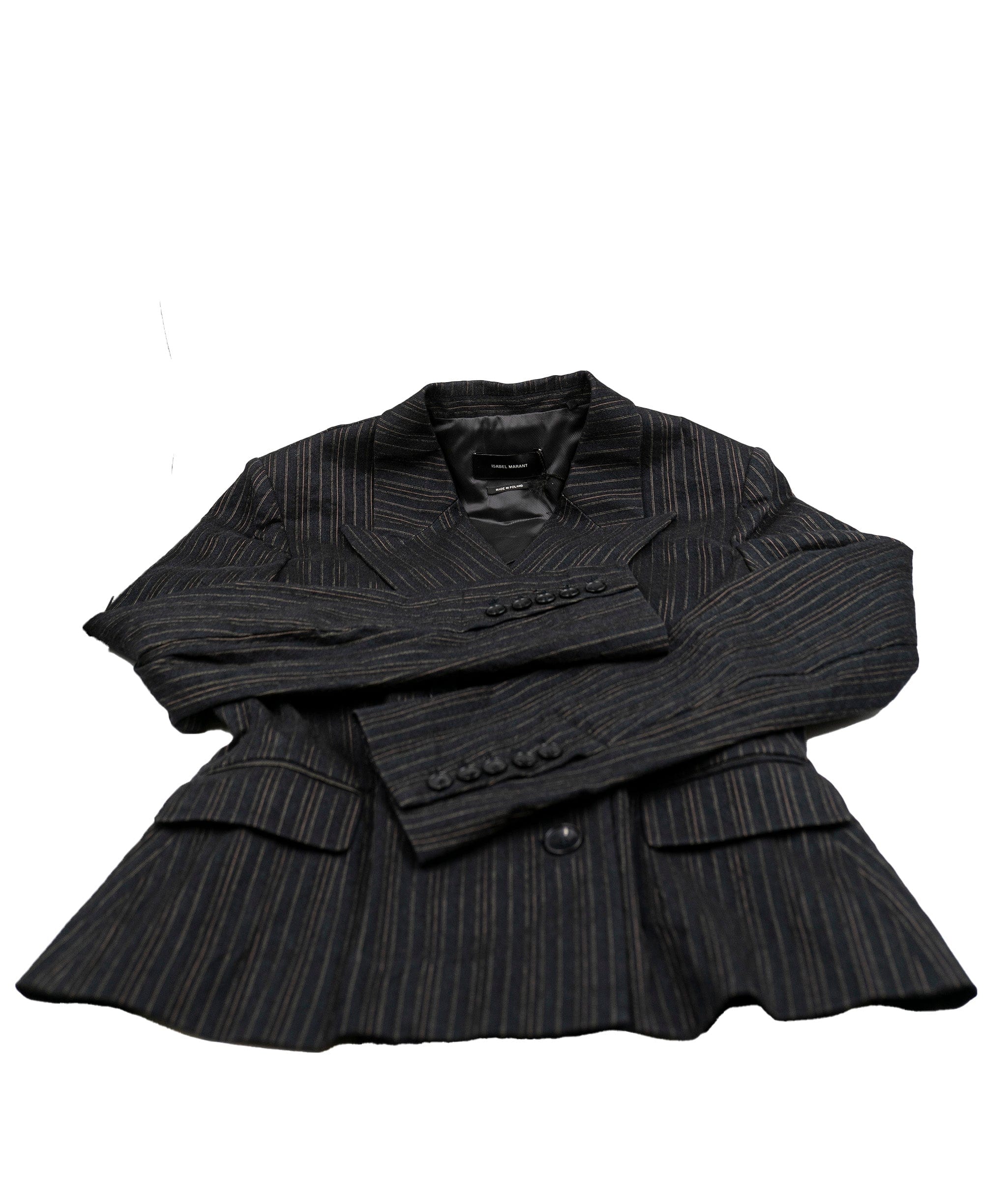 Isabele Marant Isabel Marant Pinstripe Double Breasted Jacket, Wool/Viscose, Charcoal, 12 ASL5061