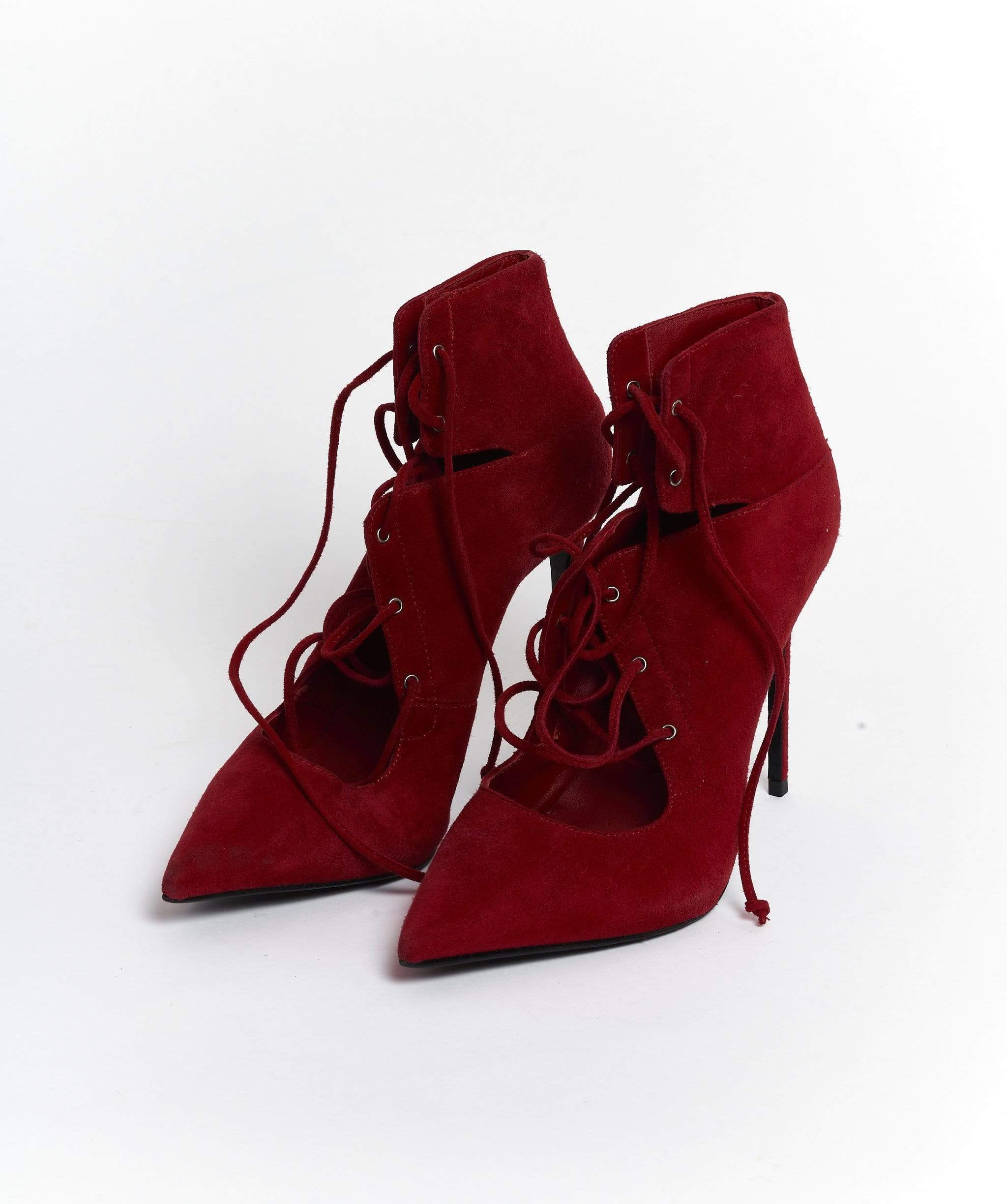 LE Silla LE Silla red seude heels lace ups size 36