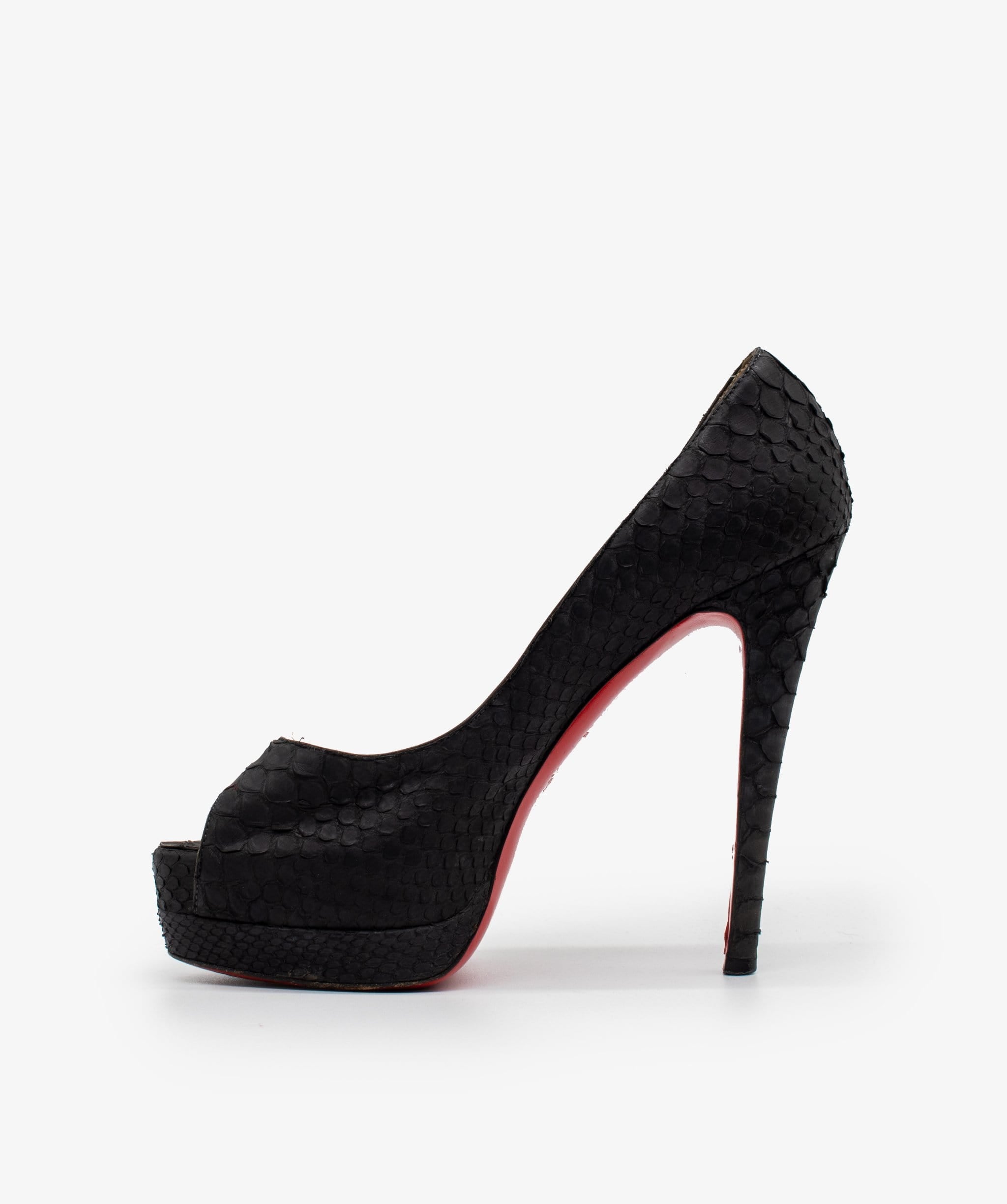 Christian Louboutin Python Leather Peep Toe Heels RJC1065 LuxuryPromise