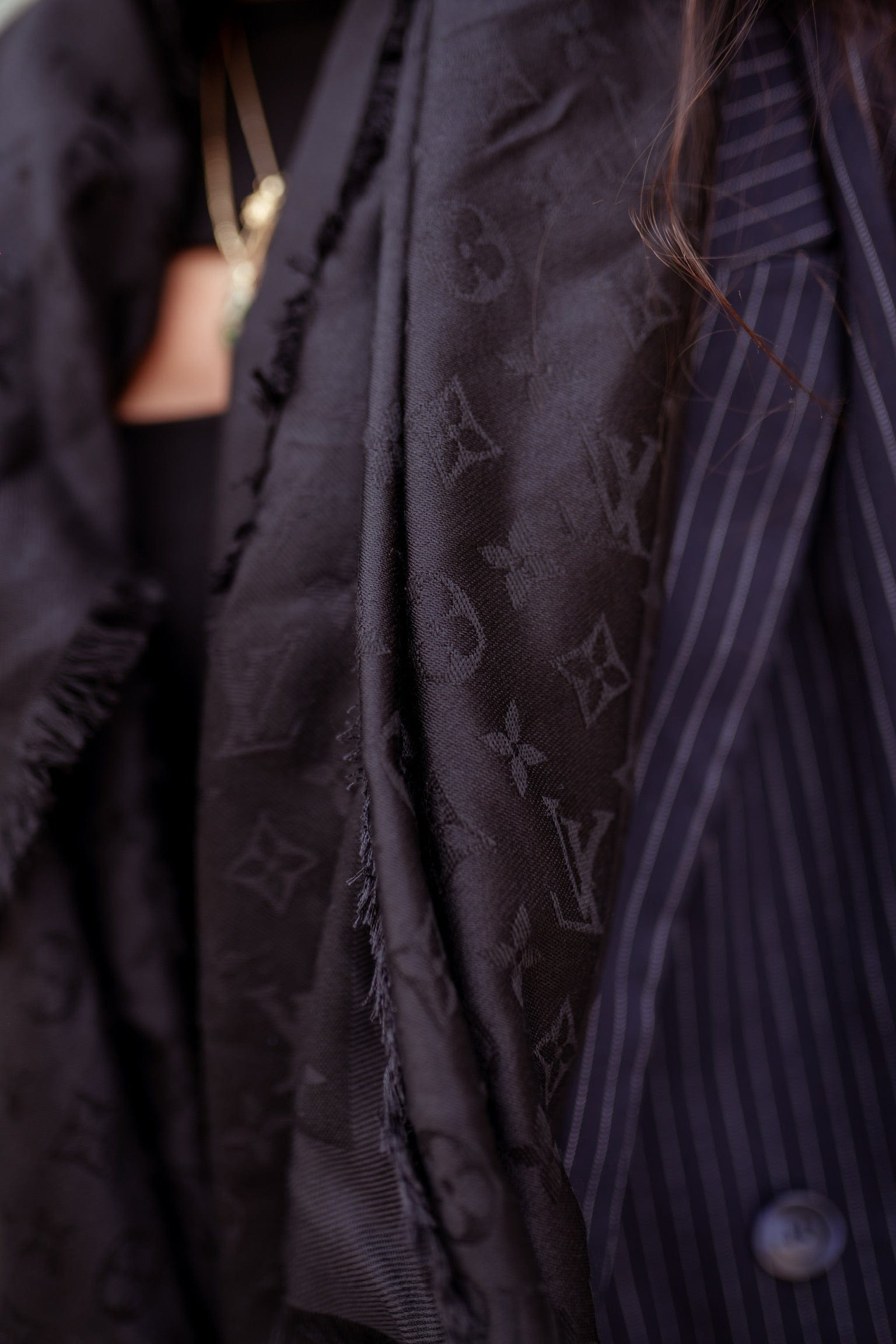 Louis Vuitton Louis Vuitton black monogram shawl  AJL0016