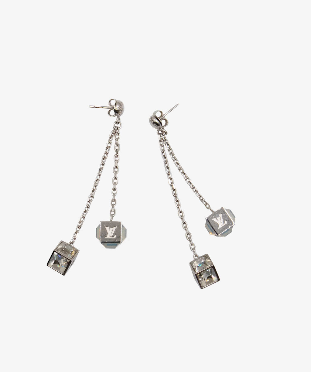 Authentic Louis Vuitton LV Gambling Cube Dice Pandan Dangling Crystal  Earrings