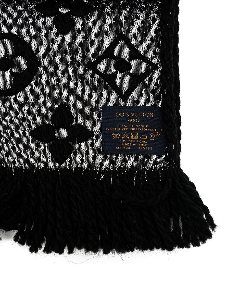Louis Vuitton Shimmer Black Logomania Scarf ○ Labellov ○ Buy and