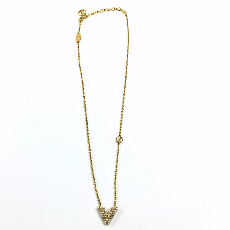 Louis Vuitton Faux Pearl Essential V Perle Necklace - Gold-Tone