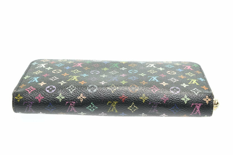 Louis Vuitton Black Monogram Multicolor Litchi Long Zippy Wallet Zip Around 20lz420s