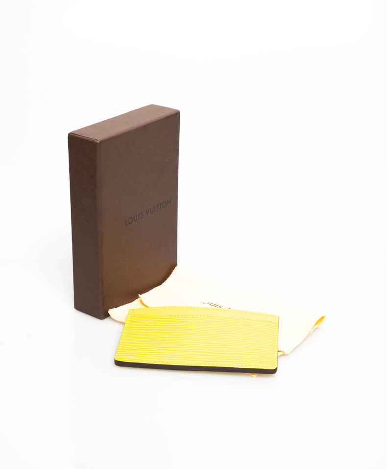 Louis Vuitton Yellow Epi Leather Card Case Wallet Holder 5LVL1223