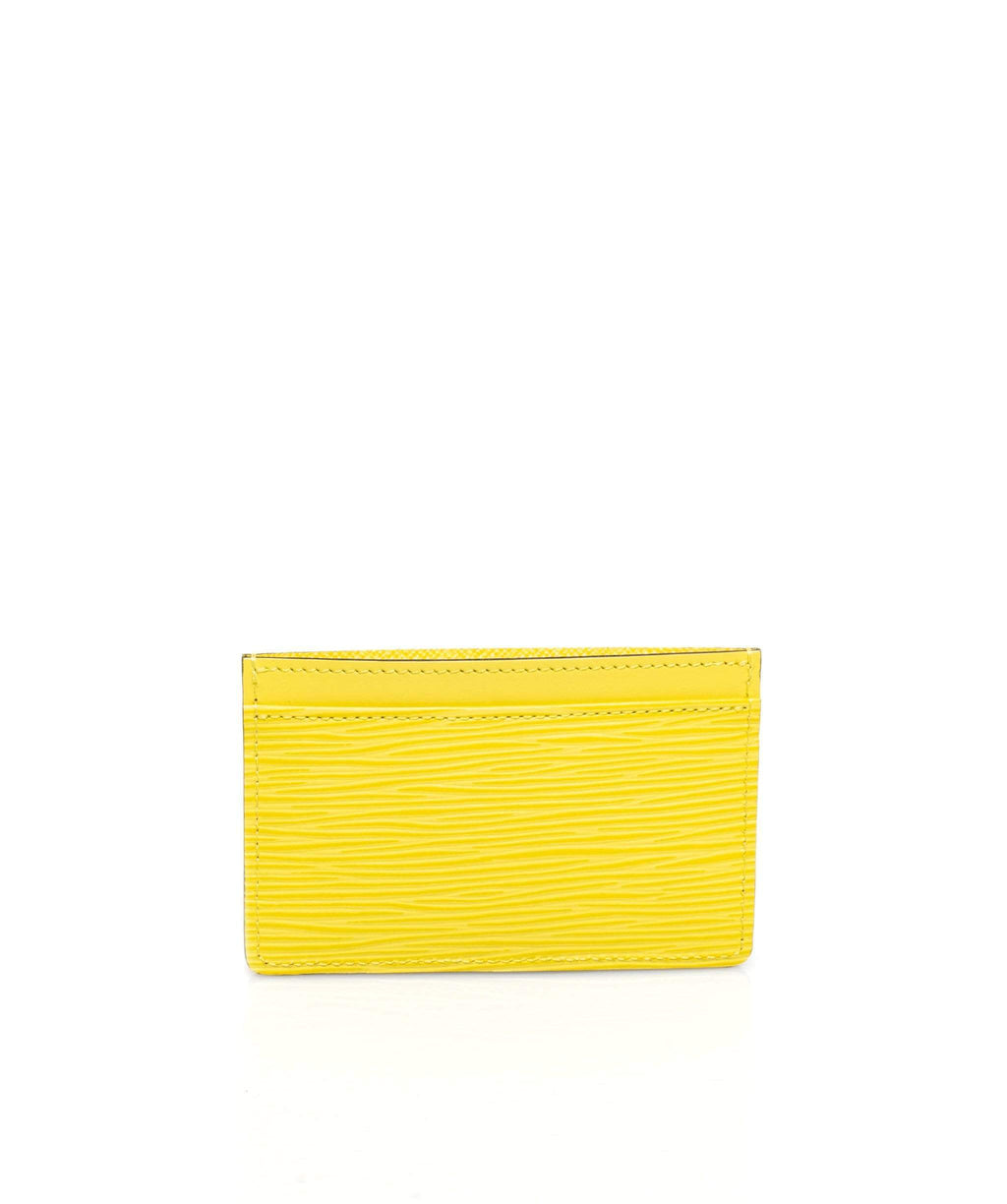 LOUIS VUITTON Lime Yellow Calf Leather Unisex Fashion Premium Card Holder