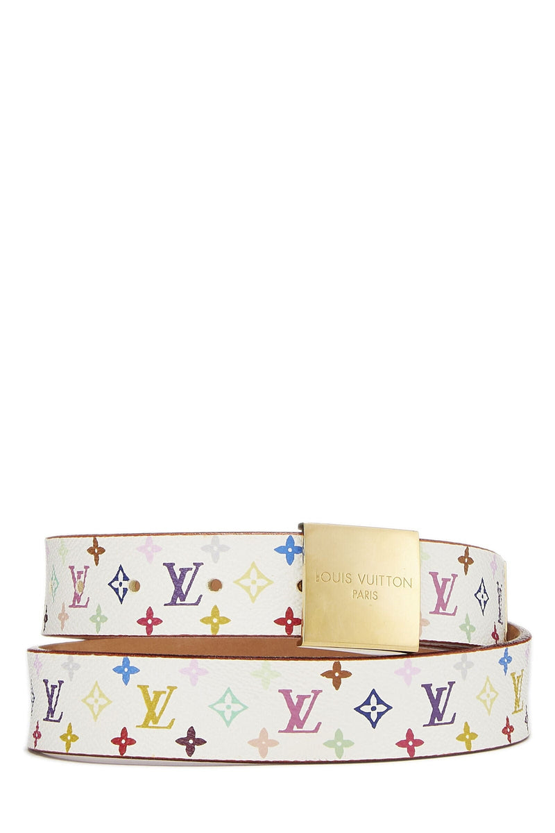 Louis Vuitton White Multicolore Monogram Belt Size 80/32 Multiple