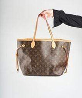Louis Vuitton Louis Vuitton Brown Leather Monogram Neverfull Bag