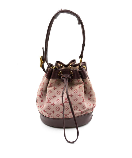 Louis Vuitton Burgundy Monogram Canvas Mini Lin Noelie Bucket Bag Brown  Leather ref.659133 - Joli Closet