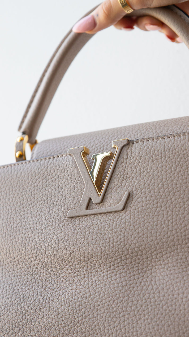Louis Vuitton, Bags, Louis Vuitton Beige Taurillon Leather Capucines Mm  Bag